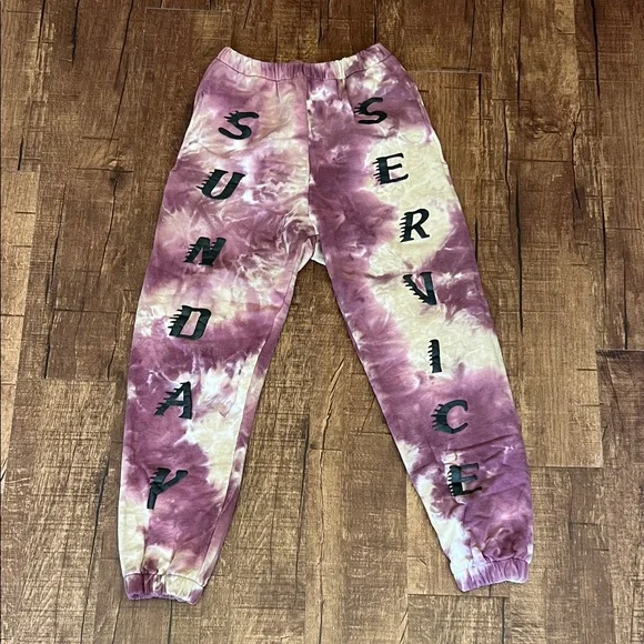Yeezy Kanye West Sunday Service joggers tie dye sweatpants pinkish purple cream - Picture 2 of 9